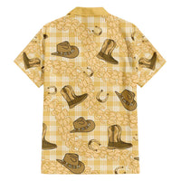 Yellow Palaka Hawaii Cowboy Family Matching Short Sleeve Bodycon Dress and Hawaiian Shirt Puakenikeni Lei Paniolo Papale Seamless Vibes - Polynesian Pride