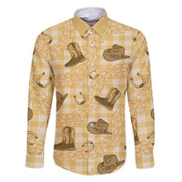 Yellow Palaka Hawaii Cowboy Family Matching Short Sleeve Bodycon Dress and Hawaiian Shirt Puakenikeni Lei Paniolo Papale Seamless Vibes - Polynesian Pride