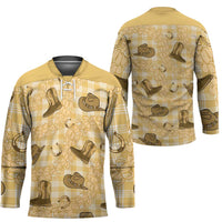 Yellow Palaka Hawaii Cowboy Hockey Jersey Puakenikeni Lei Paniolo Papale Seamless Vibes - Polynesian Pride