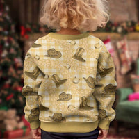 Yellow Palaka Hawaii Cowboy Kid Ugly Christmas Sweater Puakenikeni Lei Paniolo Papale Seamless Vibes - Polynesian Pride