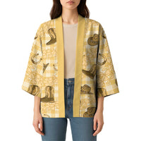 Yellow Palaka Hawaii Cowboy Kimono Puakenikeni Lei Paniolo Papale Seamless Vibes - Polynesian Pride