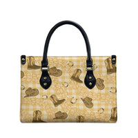 Yellow Palaka Hawaii Cowboy Leather Bag Puakenikeni Lei Paniolo Papale Seamless Vibes - Polynesian Pride