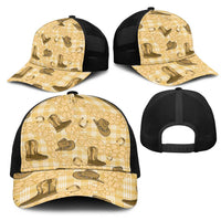 Yellow Palaka Hawaii Cowboy Mesh Trucker Cap Puakenikeni Lei Paniolo Papale Seamless Vibes - Polynesian Pride