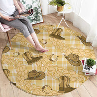 Yellow Palaka Hawaii Cowboy Round Carpet Puakenikeni Lei Paniolo Papale Seamless Vibes - Polynesian Pride