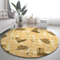 Yellow Palaka Hawaii Cowboy Round Carpet Puakenikeni Lei Paniolo Papale Seamless Vibes - Polynesian Pride