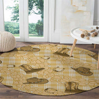 Yellow Palaka Hawaii Cowboy Round Carpet Puakenikeni Lei Paniolo Papale Seamless Vibes - Polynesian Pride