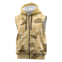 Yellow Palaka Hawaii Cowboy Sleeveless Zip Hoodie Puakenikeni Lei Paniolo Papale Seamless Vibes - Polynesian Pride