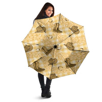 Yellow Palaka Hawaii Cowboy Umbrella Puakenikeni Lei Paniolo Papale Seamless Vibes - Polynesian Pride