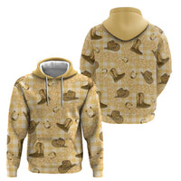 Yellow Palaka Hawaii Cowboy Zip Hoodie Puakenikeni Lei Paniolo Papale Seamless Vibes - Polynesian Pride