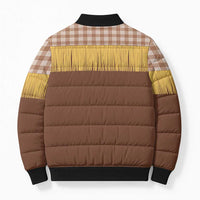 Aloha Hawaii Cowboy Custome Bomber Puffer Jacket Puakenikeni Lei Palaka Tassel Style - Polynesian Pride