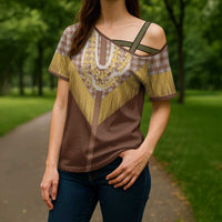 Aloha Hawaii Cowboy Custome Cross Shoulder Shirt Puakenikeni Lei Palaka Tassel Style - Polynesian Pride