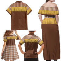 Aloha Hawaii Cowboy Custome Family Matching Off Shoulder Maxi Dress and Hawaiian Shirt Puakenikeni Lei Palaka Tassel Style - Polynesian Pride