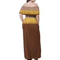 Aloha Hawaii Cowboy Custome Family Matching Off Shoulder Maxi Dress and Hawaiian Shirt Puakenikeni Lei Palaka Tassel Style - Polynesian Pride