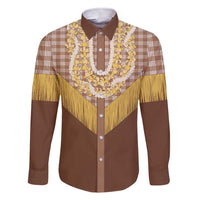Aloha Hawaii Cowboy Custome Family Matching Short Sleeve Bodycon Dress and Hawaiian Shirt Puakenikeni Lei Palaka Tassel Style - Polynesian Pride