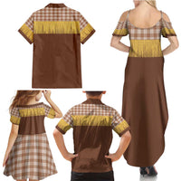 Aloha Hawaii Cowboy Custome Family Matching Summer Maxi Dress and Hawaiian Shirt Puakenikeni Lei Palaka Tassel Style - Polynesian Pride