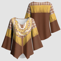 Aloha Hawaii Cowboy Custome Kimono Sleeve Blouse Puakenikeni Lei Palaka Tassel Style - Polynesian Pride