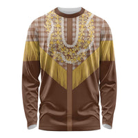 Aloha Hawaii Cowboy Custome Long Sleeve Shirt Puakenikeni Lei Palaka Tassel Style - Polynesian Pride