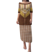 Aloha Hawaii Cowboy Custome Puletasi Puakenikeni Lei Palaka Tassel Style - Polynesian Pride