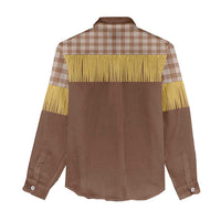 Aloha Hawaii Cowboy Custome Women Casual Shirt Puakenikeni Lei Palaka Tassel Style - Polynesian Pride