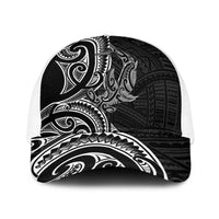New Zealand Hammerhead Shark Baseball Net Cap Maori Haehae Mangopare Black LT14 One Size White Black - Polynesian Pride