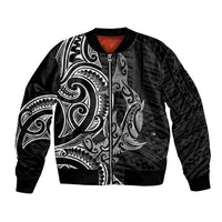 New Zealand Hammerhead Shark Bomber Jacket Maori Haehae Mangopare Black - Polynesian Pride