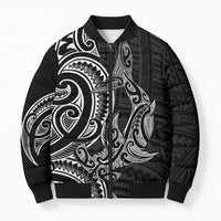 New Zealand Hammerhead Shark Bomber Puffer Jacket Maori Haehae Mangopare Black - Polynesian Pride