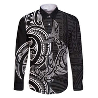 New Zealand Hammerhead Shark Family Matching Puletasi and Hawaiian Shirt Maori Haehae Mangopare Black - Polynesian Pride