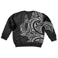 New Zealand Hammerhead Shark Kid Ugly Christmas Sweater Maori Haehae Mangopare Black - Polynesian Pride