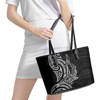 New Zealand Hammerhead Shark Leather Tote Bag Maori Haehae Mangopare Black - Polynesian Pride