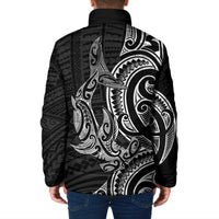 New Zealand Hammerhead Shark Padded Jacket Maori Haehae Mangopare Black - Polynesian Pride