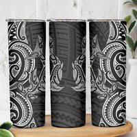 New Zealand Hammerhead Shark Skinny Tumbler Maori Haehae Mangopare Black - Polynesian Pride