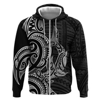 New Zealand Hammerhead Shark Zip Hoodie Maori Haehae Mangopare Black - Polynesian Pride