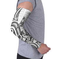 New Zealand Hammerhead Shark Arm Sleeves Maori Haehae Mangopare White - Polynesian Pride
