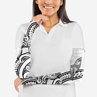 New Zealand Hammerhead Shark Arm Sleeves Maori Haehae Mangopare White - Polynesian Pride