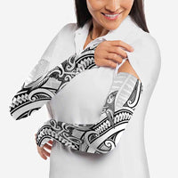 New Zealand Hammerhead Shark Arm Sleeves Maori Haehae Mangopare White - Polynesian Pride