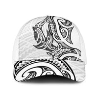 New Zealand Hammerhead Shark Baseball Net Cap Maori Haehae Mangopare White LT14 One Size White White - Polynesian Pride