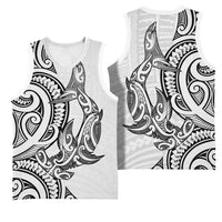 New Zealand Hammerhead Shark Basketball Jersey Maori Haehae Mangopare White - Polynesian Pride
