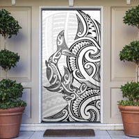 New Zealand Hammerhead Shark Door Cover Maori Haehae Mangopare White - Polynesian Pride