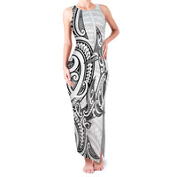 New Zealand Hammerhead Shark Family Matching Tank Maxi Dress and Hawaiian Shirt Maori Haehae Mangopare White - Polynesian Pride