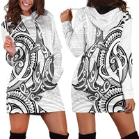 New Zealand Hammerhead Shark Hoodie Dress Maori Haehae Mangopare White - Polynesian Pride