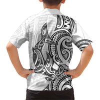 New Zealand Hammerhead Shark Kid Hawaiian Shirt Maori Haehae Mangopare White - Polynesian Pride
