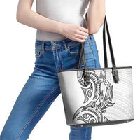New Zealand Hammerhead Shark Leather Tote Bag Maori Haehae Mangopare White - Polynesian Pride
