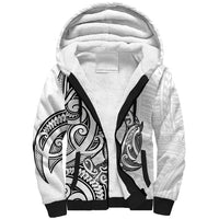 New Zealand Hammerhead Shark Sherpa Hoodie Maori Haehae Mangopare White - Polynesian Pride