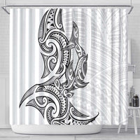 New Zealand Hammerhead Shark Shower Curtain Maori Haehae Mangopare White - Polynesian Pride