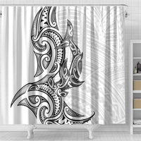 New Zealand Hammerhead Shark Shower Curtain Maori Haehae Mangopare White - Polynesian Pride