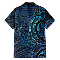 New Zealand Hammerhead Shark Family Matching Off The Shoulder Long Sleeve Dress and Hawaiian Shirt Maori Haehae Mangopare Galaxy - Polynesian Pride