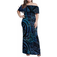 New Zealand Hammerhead Shark Family Matching Off Shoulder Maxi Dress and Hawaiian Shirt Maori Haehae Mangopare Galaxy - Polynesian Pride