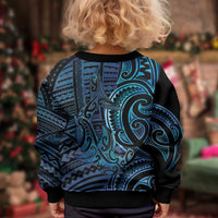New Zealand Hammerhead Shark Kid Ugly Christmas Sweater Maori Haehae Mangopare Galaxy - Polynesian Pride
