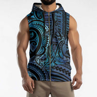 New Zealand Hammerhead Shark Sleeveless Zip Hoodie Maori Haehae Mangopare Galaxy - Polynesian Pride