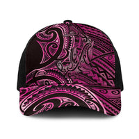 New Zealand Hammerhead Shark Baseball Net Cap Maori Haehae Mangopare Pink LT14 One Size Black Pink - Polynesian Pride